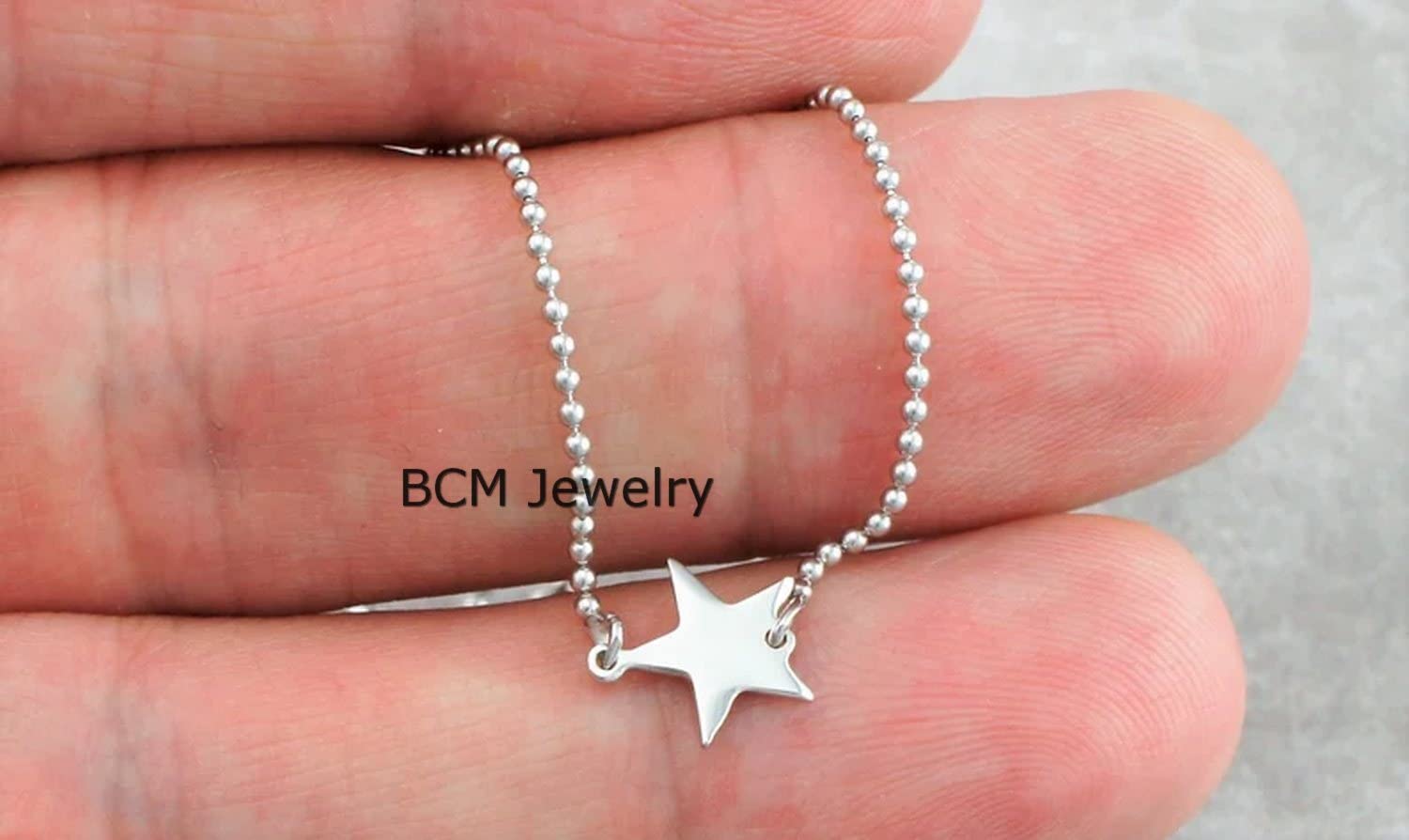 Bracciale a forma di stella in argento sterling 925 per donna, uomo e ragazza, semplice braccialetto artigianale