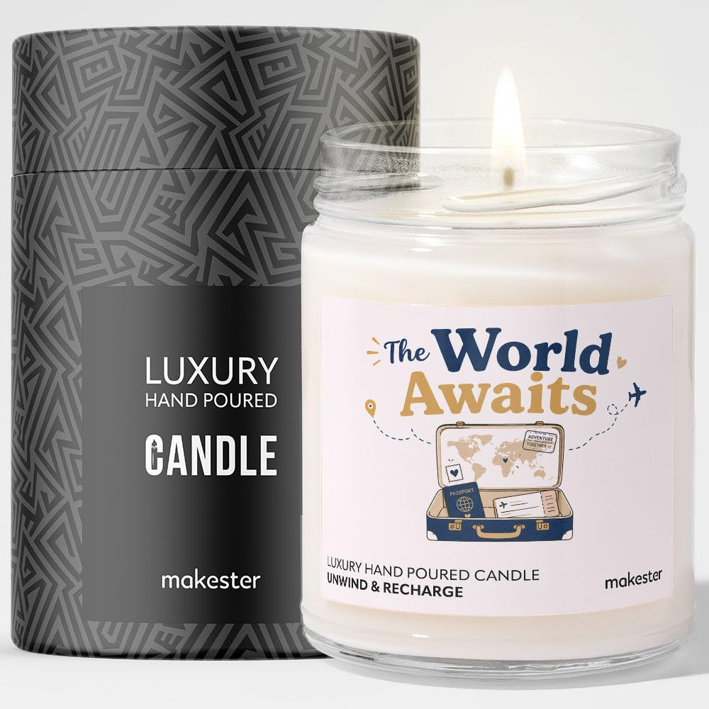 Wedding Gift for Travelers - Luxury Soy Wax Candle - Vanilla, Jasmine, Sugared Almond - Makester — image 1