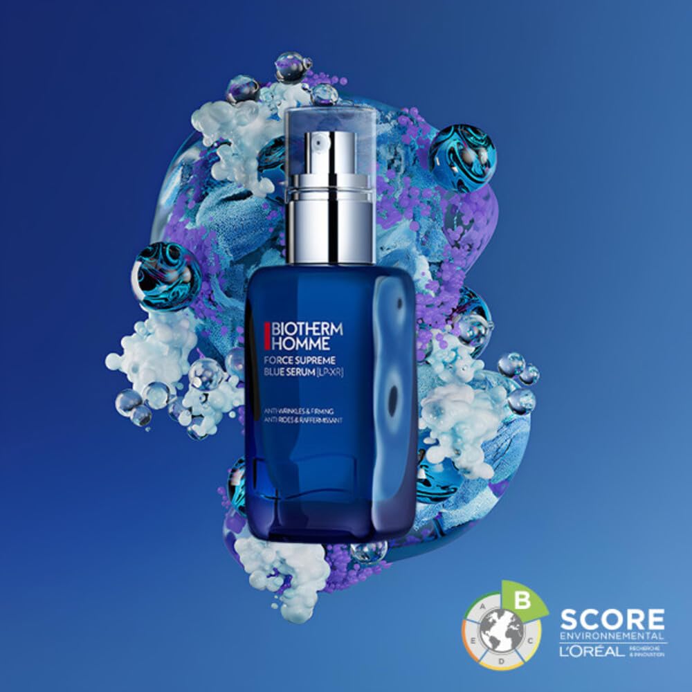 BIOTHERM HOMME - Force Supreme Blue Serum - Sérum Visage Anti-Âge - Au Pro-Rétinol - Anti-Rides - Tous Types de Peaux - 60ml