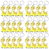 Elecrainbow 24 Pack Giraffe Keyring Pack Party Favor for Safari Party, Jungle Baby Shower, Zoo Animal Themed Kids Birthday, Wild ONE First Birthday, Gender Reveal