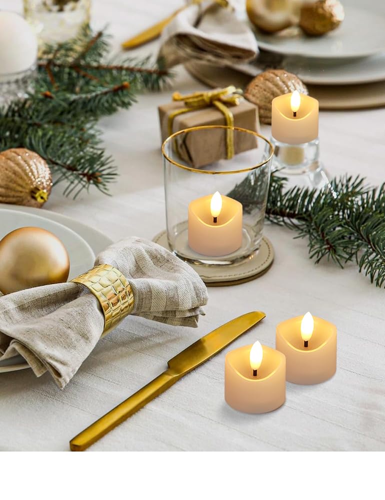 HOME MOST 12-Pack Flameless Votive Candles with Flickering Flame (White Body, Warm White Glow) - LED Flickering Flameless Votive Candles Battery Operated – LED Candle Lights Decorations
