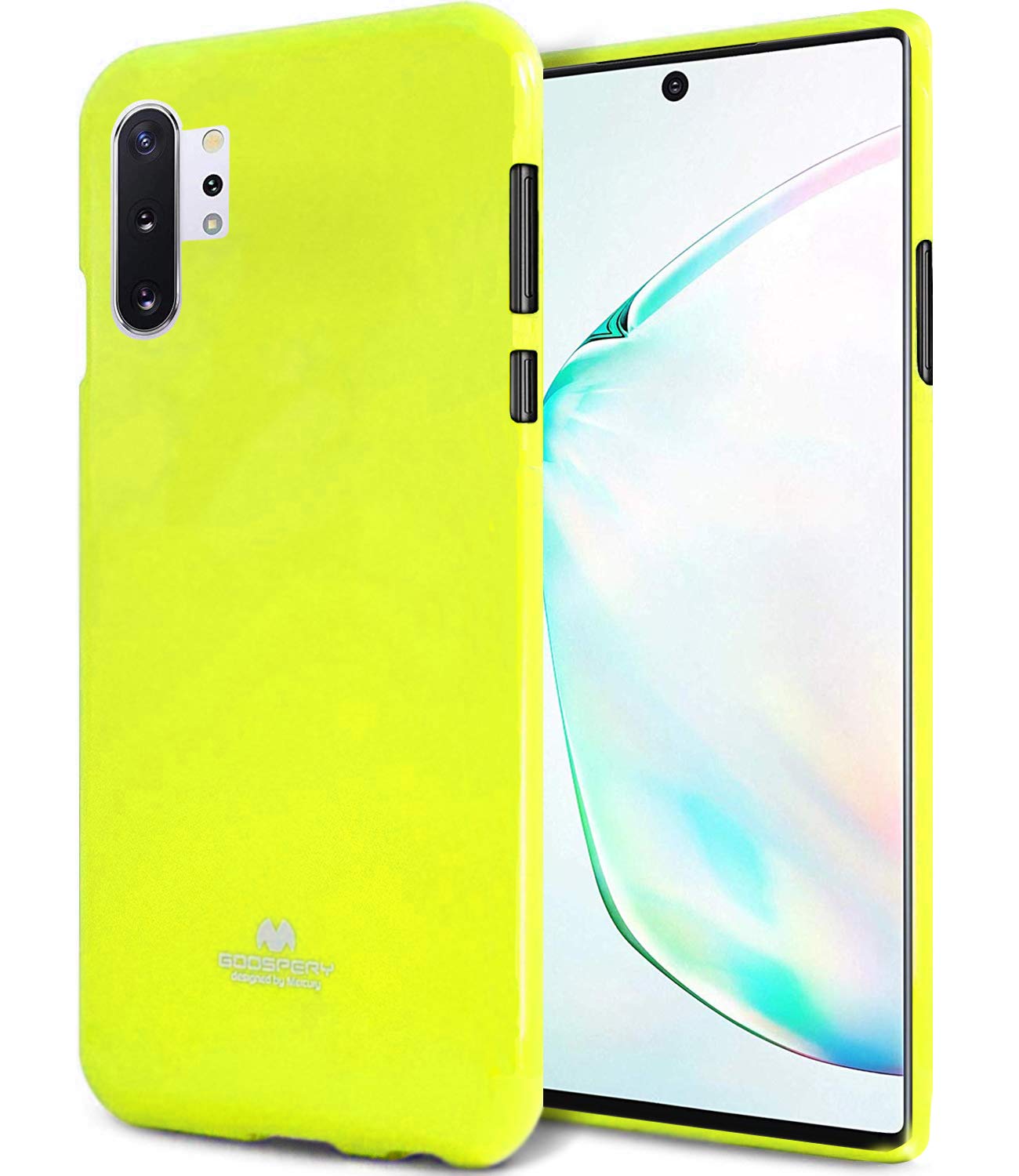 MOOYA Fluorescence [amazing] [shiny] Jelly [Comfortable] [hot color] Silky TPU Rubber Case [Thin and light] phone case Cover for (Note 10 plus, Neon Yellow)