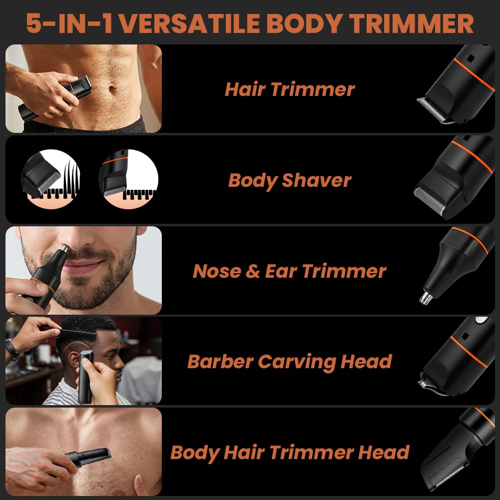 Aolso Rasoio Elettrico Multiuso, Rasoio Elettrico Barba per Uomo, Rifinitore All-In-One per Uomo, Viso, Baffi, Corpo, Naso, Nero - LK