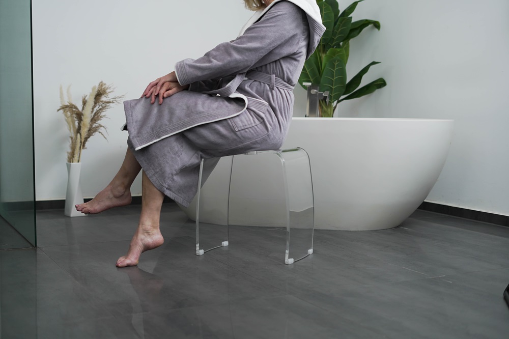 Sgabello Da Bagno In Acrilico Trasparente - Con Maniglia, Portata 130 Kg - Foto 5