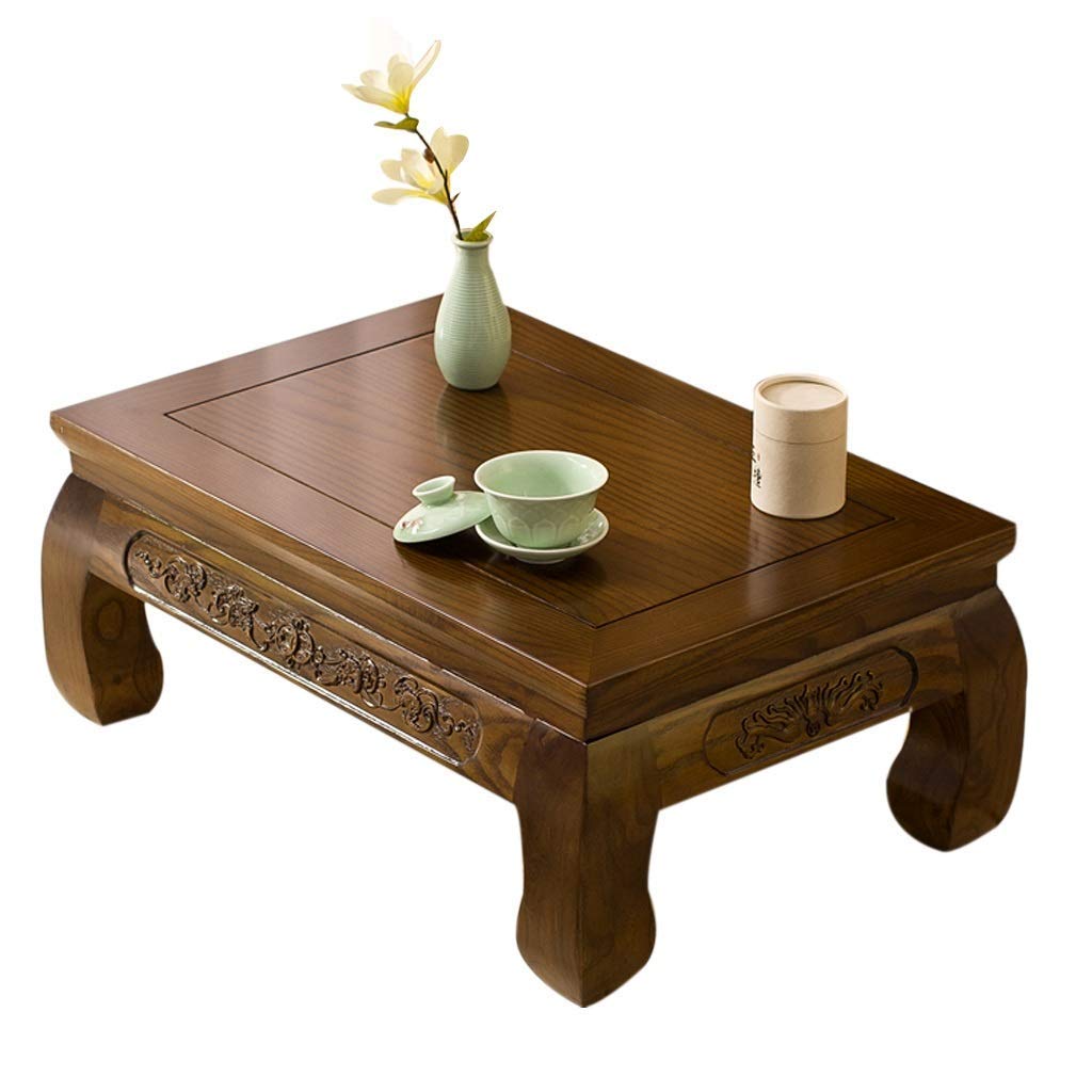 Mesa de café de madera maciza de 50x50x30 cm para tatami y balcón