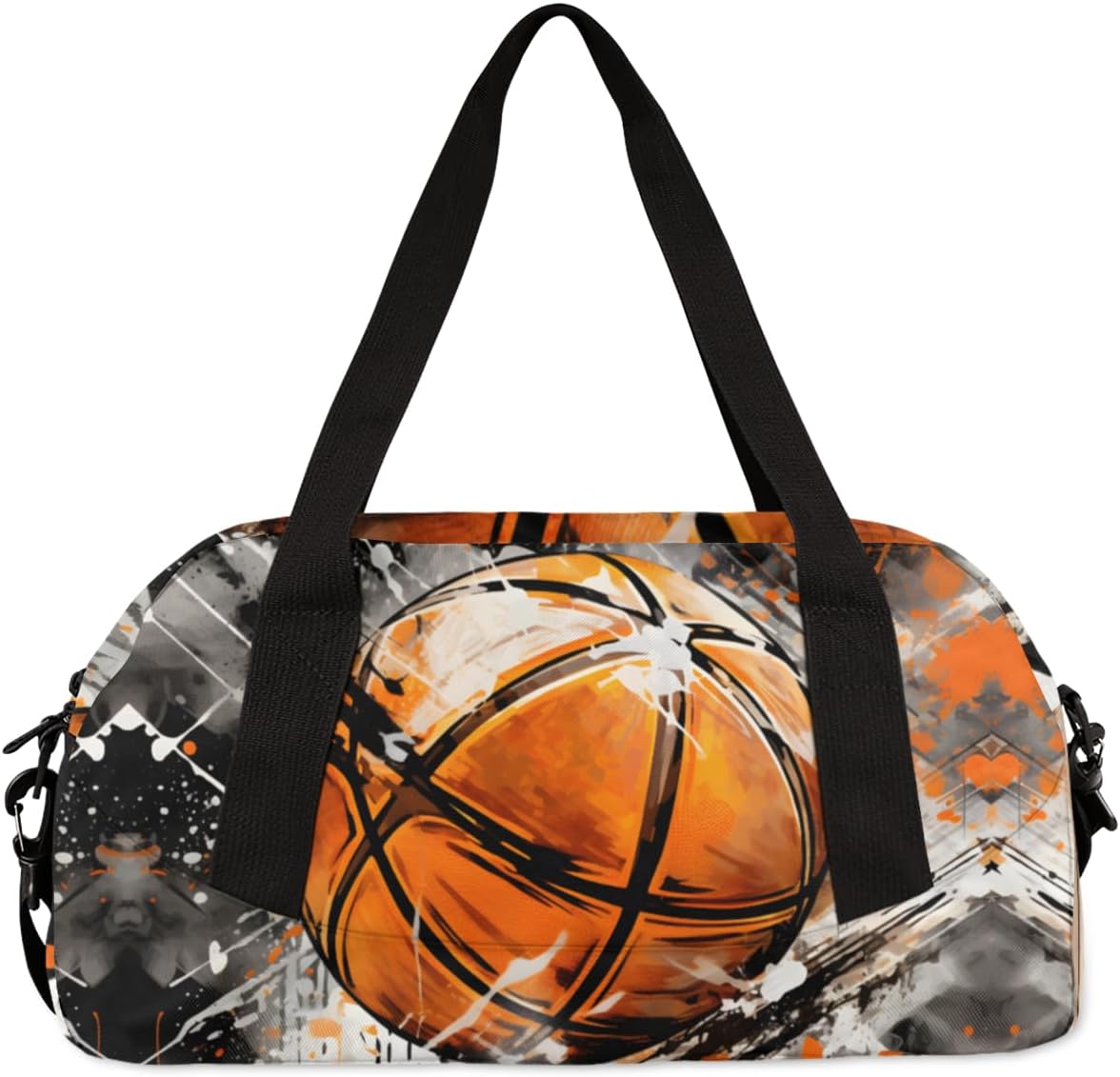 Kids Duffel Overnight Bag Boys Basketball Retro Background, Ball Waterproof Gym Sports Duffle Bag Teen Personalized Travel Gymnastic Weekender Bag Custom Carry on Tote Bag for Boys