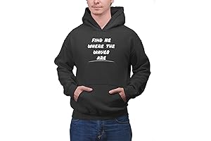 Trendy Print for Attach / 132 Bytes. Multi Size Black Pullover Wave Hoodie