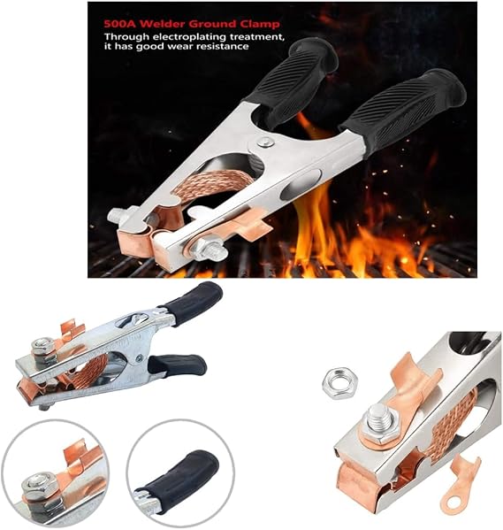 500A Electroplated Ground Clamp Welding Equipment for Welding Machine Manual Welder Welding Earth Ground Clamp Copper Welding Earth Clip