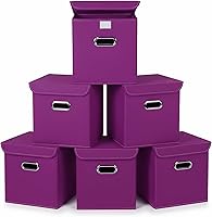 Vista 14 de Organizadores de Armario Contenedores de Almacenamiento de Tela Con Tapas Cubos Plegables Organizador Cesta Con Asas, Cajas de Almacenamiento