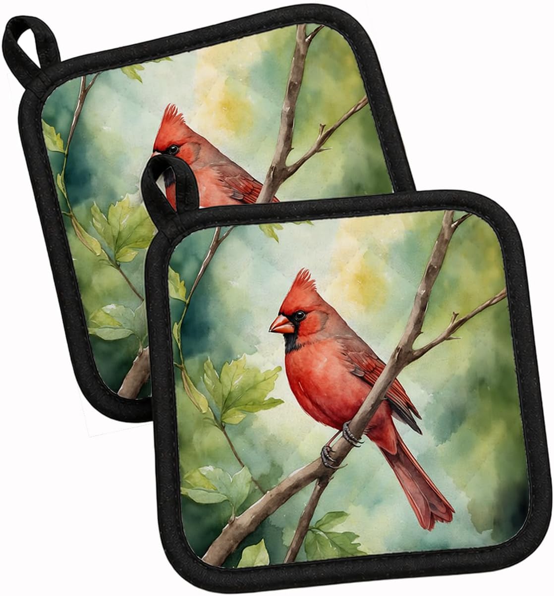 Caroline's Treasures West Virginia Northern Cardinal Pair of Pot Holders Kitchen Heat Resistant Pot Holders Sets Oven Hot Pads for Cooking Baking BBQ, 7 1/2 x 7 1/2