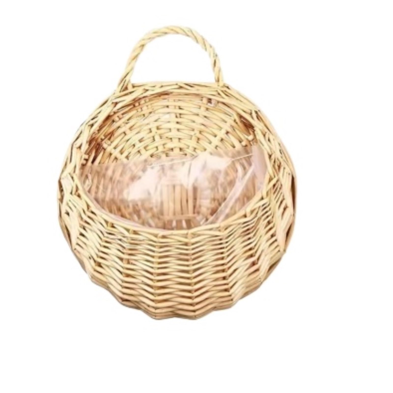 JFNKLFG Woven Plant Pot Wicker Rattan Flower Planter Wall Hanging Rattam Basket Garden Vine Pot Plants Holder Pots(Color1 S)