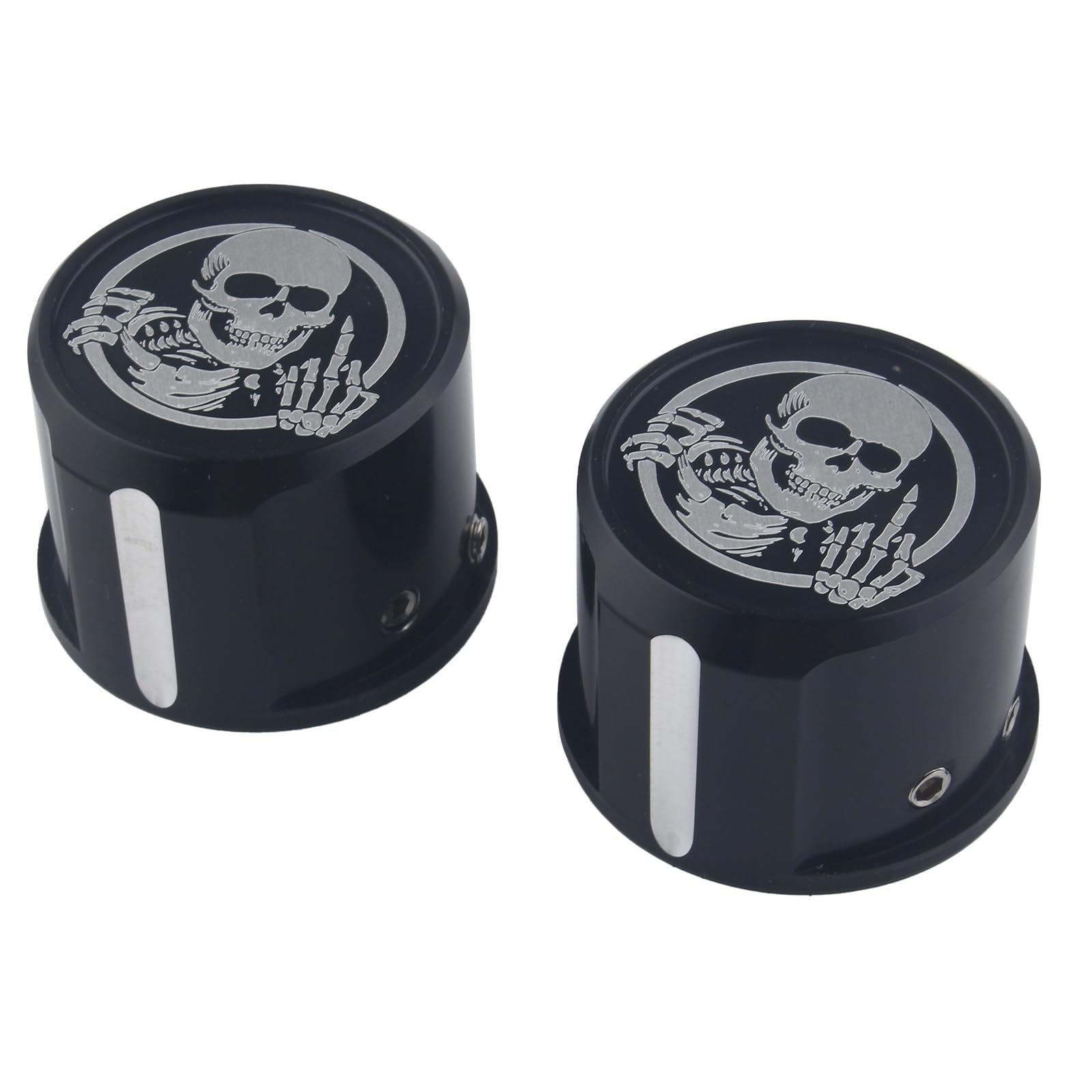 FINMOKAL 1Pair Aluminum Black Front Axle Nut Covers Axle Nut Cap Compatible with Harley Heritage Softail Dyna Electra Street Glide Tri Glide Road King Sportster Fat Boy 2007-2024