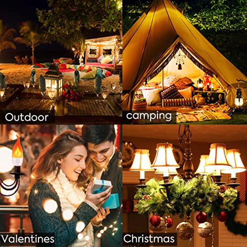 Kindeep Flame Light Bulbs, Valentines Decorations Led Flame Effect Light Bulbs, 3 Modes Fire Light Bulb, E12 Base Flickering Light Bulbs Candelabra Bulb For Halloween Outdoor Home Decoration 4 Pack #TOP1
