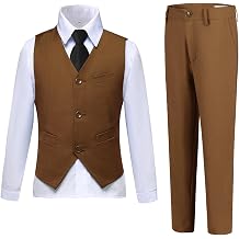 Boys Suits Slim Fit 4 Piece Formal Dresswear Suit for Kids Tuxedo Wedding Set Toddler Boy Dress with Vest Shirt Pants and Tie