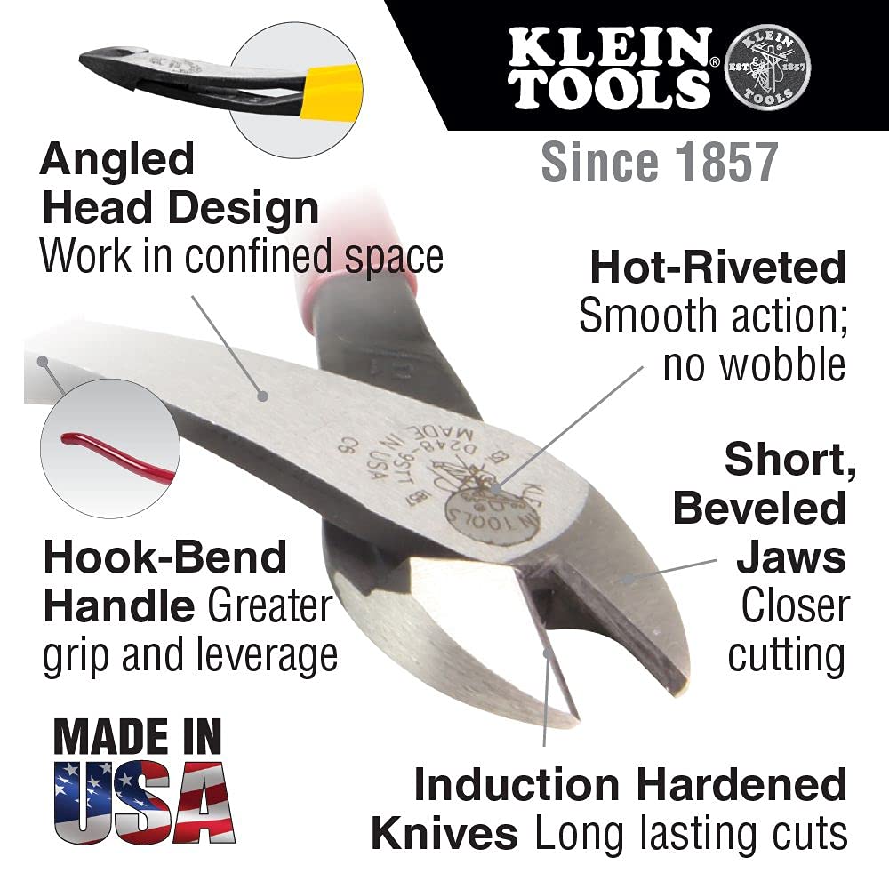 Klein Tools D248-9ST Pliers, Ironworker's Diagonal Cutting Pliers with High Leverage Design Works as Rebar Cutter and Rebar Bender, 9-Inch