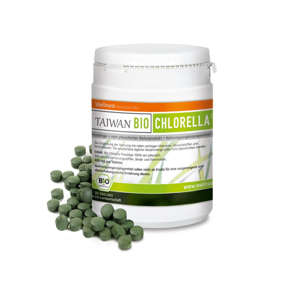 Bio Taiwan Chlorella 200 g | Detox Superfood vegan | Algen reich an Mineralstoffen, Vitaminen und Spurenelementen | 500 Presslinge á 400 mg | Rückstandsgeprüft in deutschem Labor