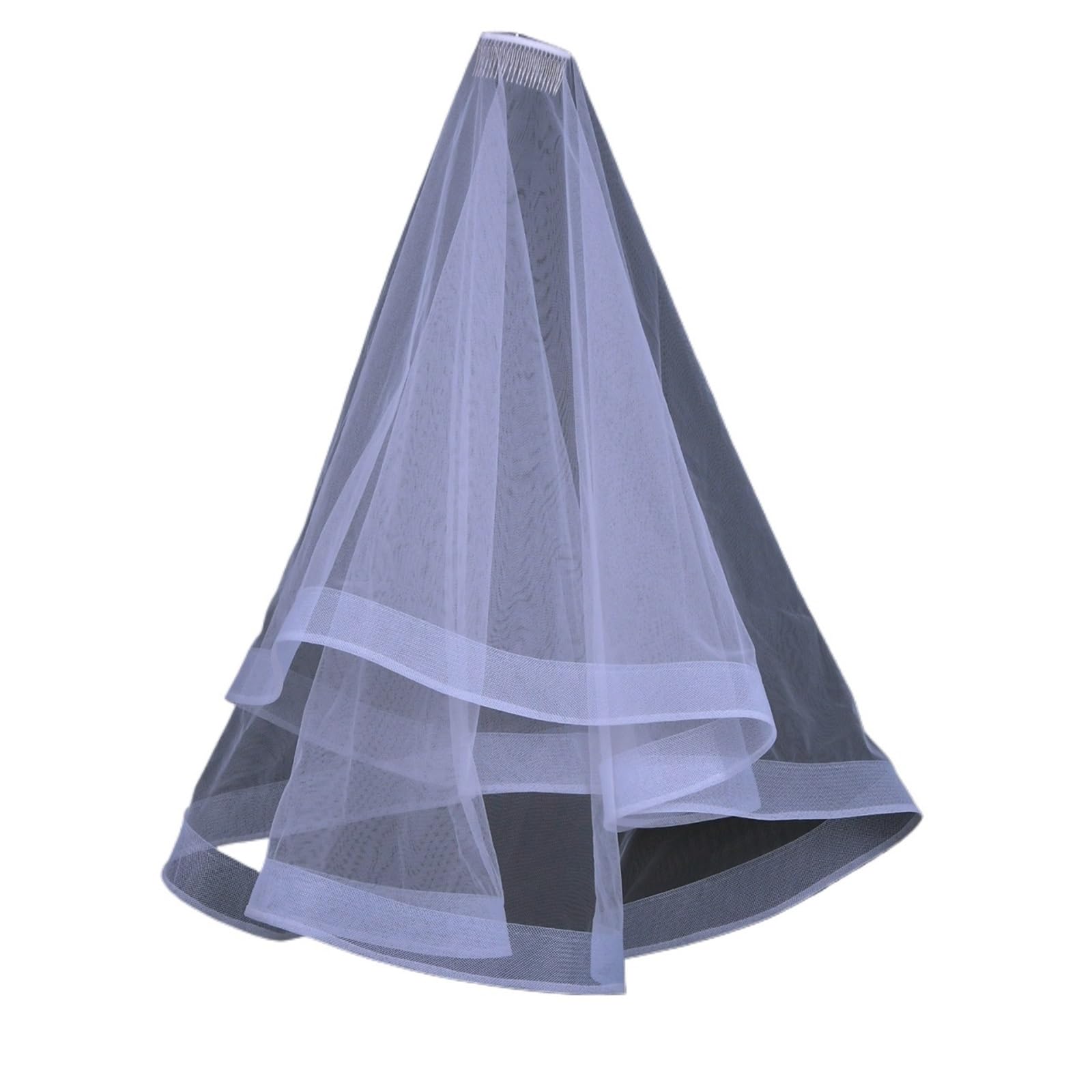 Velo Novia 2 uds Velo de Novia de 2 Capas con Peine velos de Boda de caída Corta for Novia for Mujer