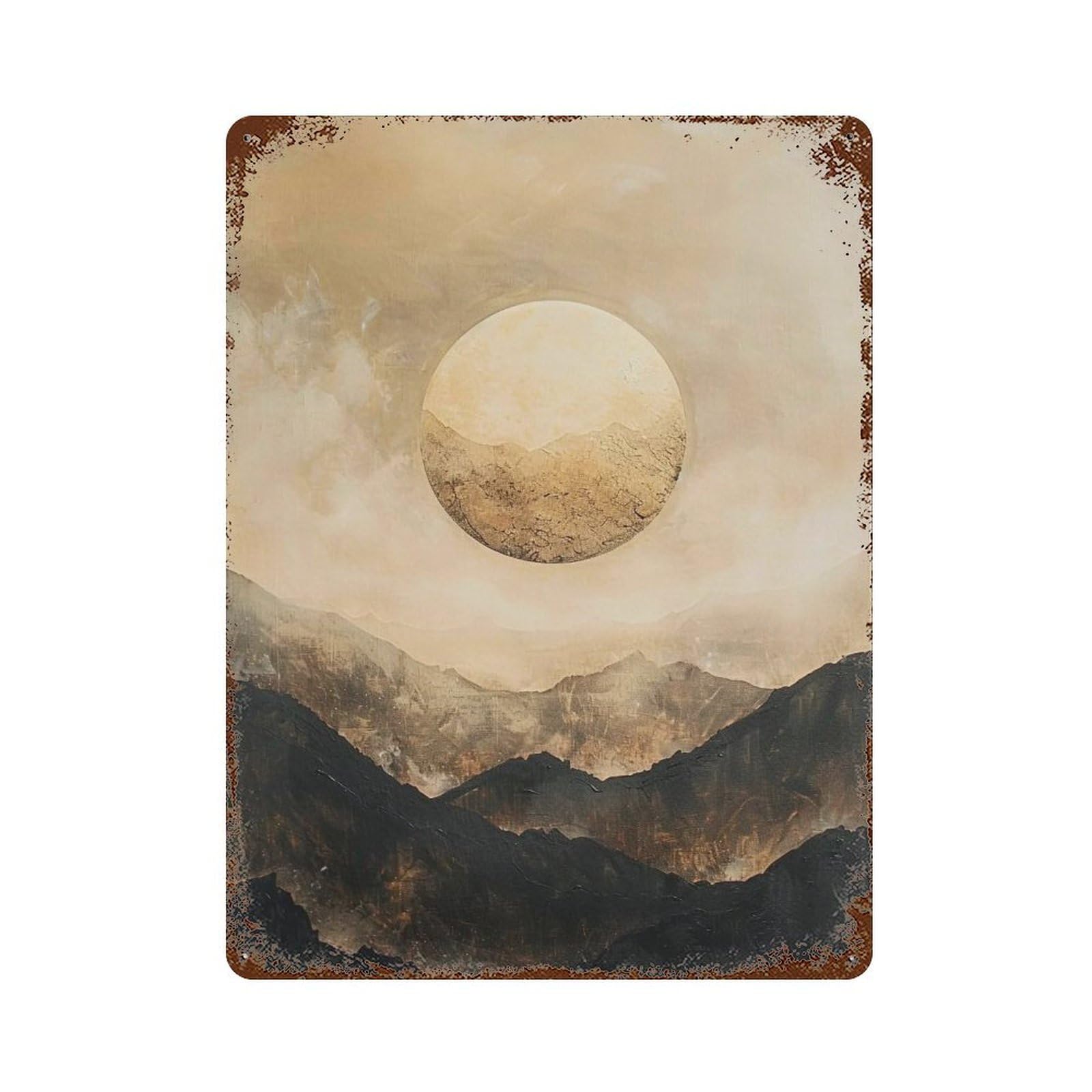 WUJHGRSG Minimal Neutral Gradient Peak Lunar Vista 01 Wall Art Retro Iron Vintage Metal Tin Sign Poster Modern Decor for Home Cofffee Club Bar Shop Style 40x30cm