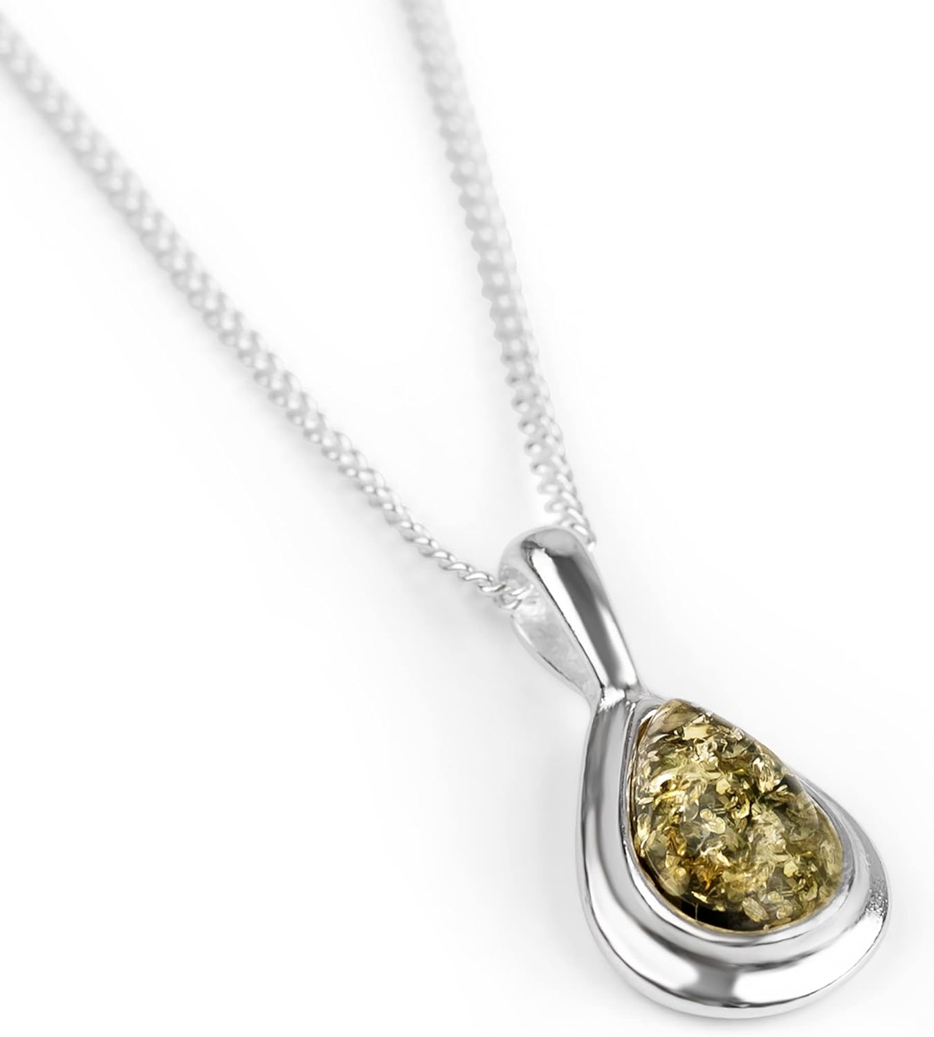 HENRYKA Green Amber Silver necklace, Baltic amber jewelry, Women green necklaces, Casual jewelry necklace, Christmas jewelry gift, Bridesmaid Jewelry Gift