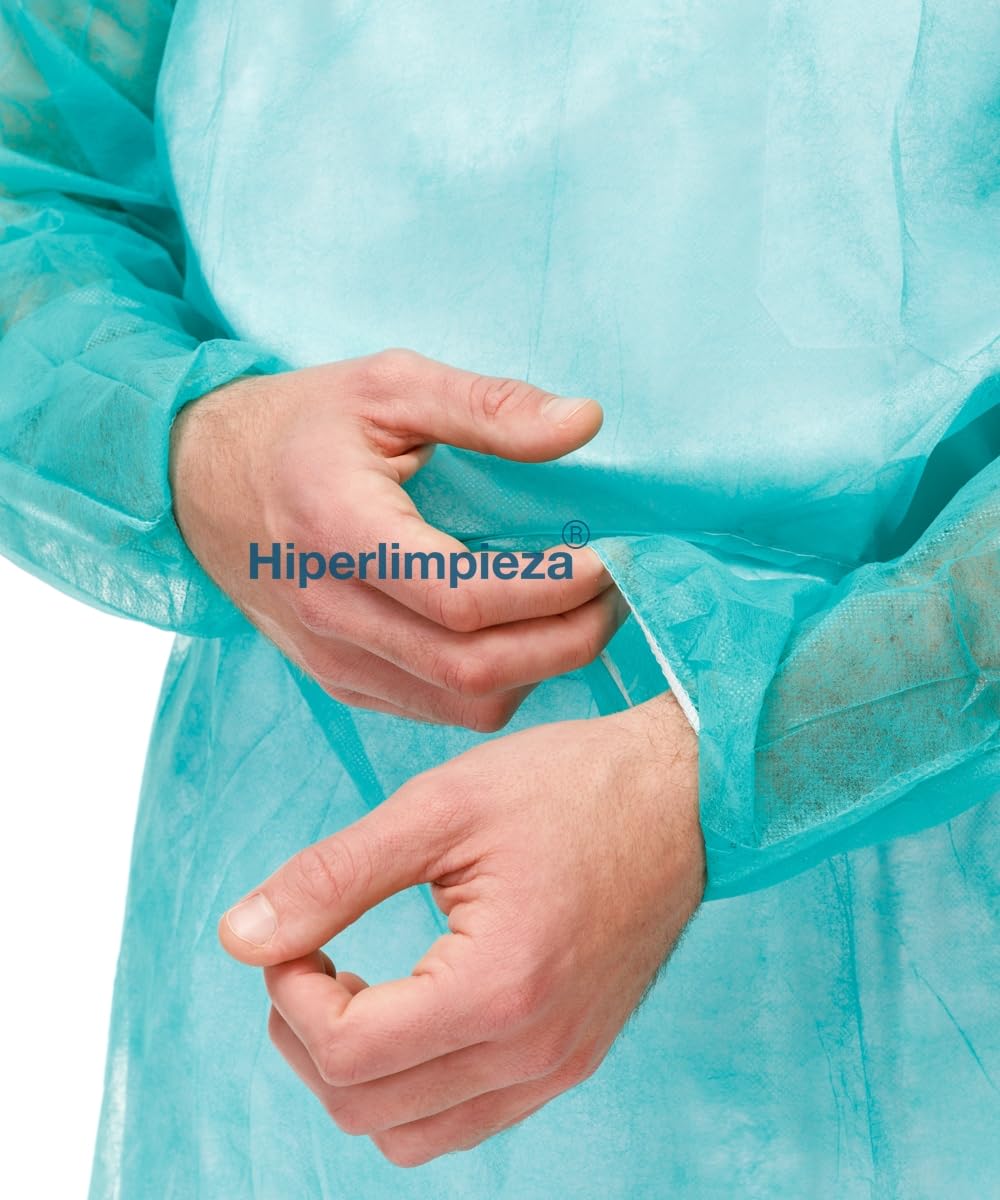 200 Batas Desechables Cirujano XL 20g PP con y sin Puños Elásticos | Cierre con Cintas | Uso Hospitalario y Sanitario | Hipoalergénicas Sin Látex | Verde (Con elásticos)