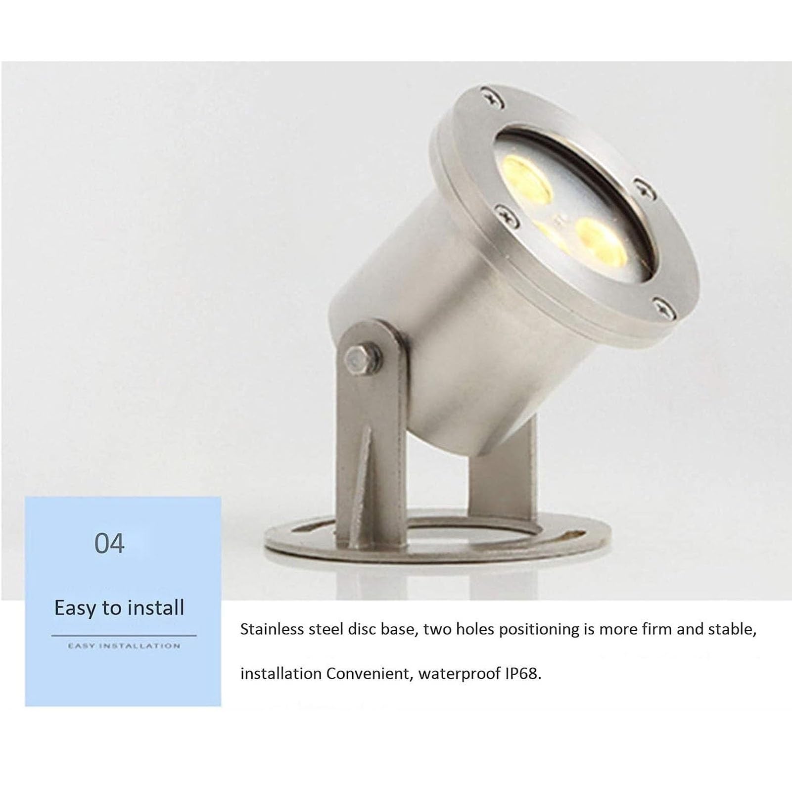 Faretto LED Impermeabile IP68 per Esterni, Luce LED Sommergibile per Fontane, Luci Subacquee per Laghetti in Acciaio Inossidabile A Bassa Tensione 12V/24V, per Cascate(Yellow,3W(24V))