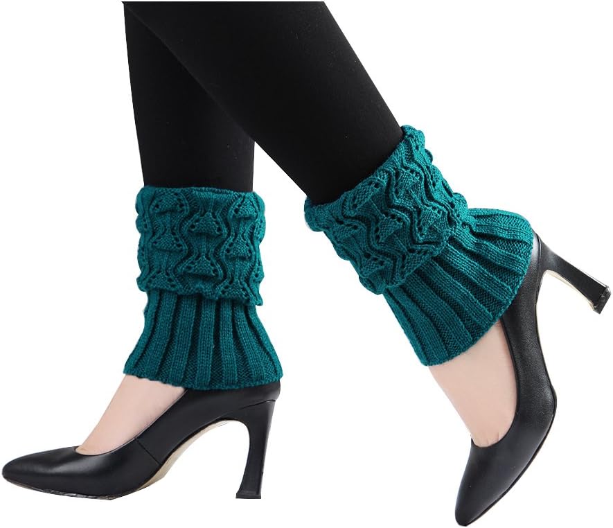 uxcell Women's Knitted Design Solid Warm Thick Knee High Length Ribbed Leg Warmers