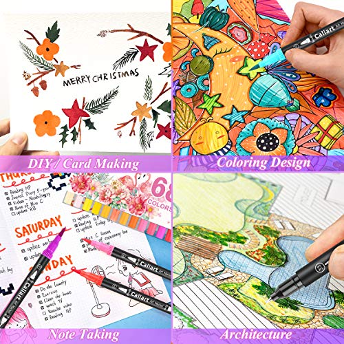 Caliart 662990L 34 Double Tip Brush Pens Art Markers, Aesthetic Cute Preppy Stuff School Supplies, Artist Fine & Brush Pen Coloring Markers For Kids Adult Book Cards Drawing Craft Kit Teacher Office Supplies thumb #6