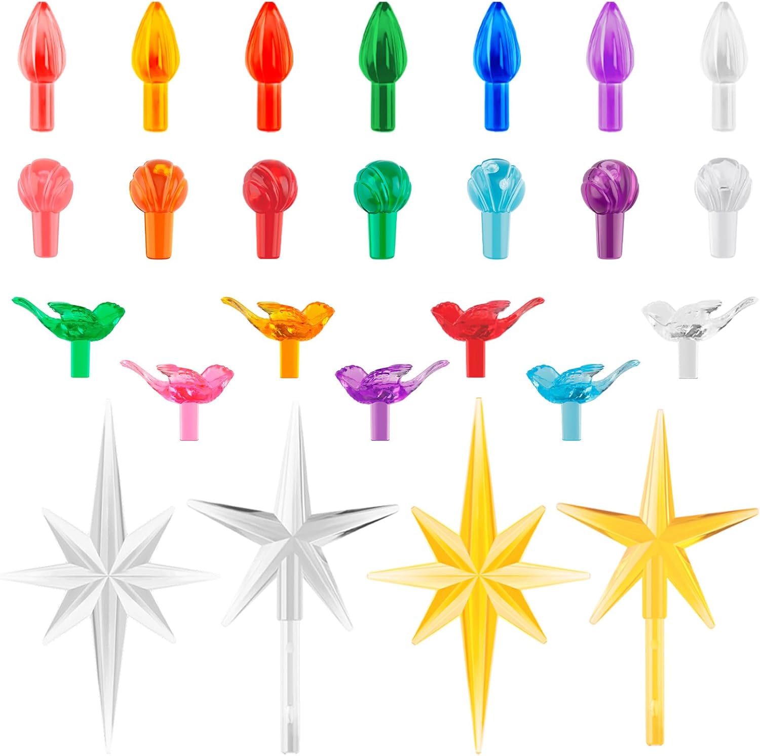 109 Pcs Ceramic Christmas Tree Light Pegs Replacement Bulbs, Christmas