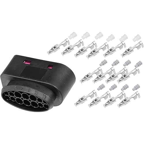 uxcell 1 Set No.1J0973737A Headlight 14 Pin Plug Female Connector Adapter Plug Clip Kit Replacement for VW for Audi for Seat for Skoda