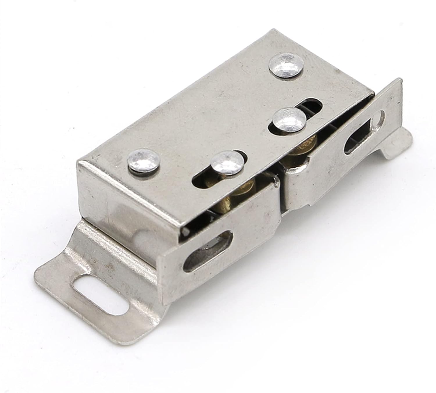 Wardrobe Door Stainless Steel Double Ball Roller Catch Latch Silver Furniture Door Closer 1Pcs