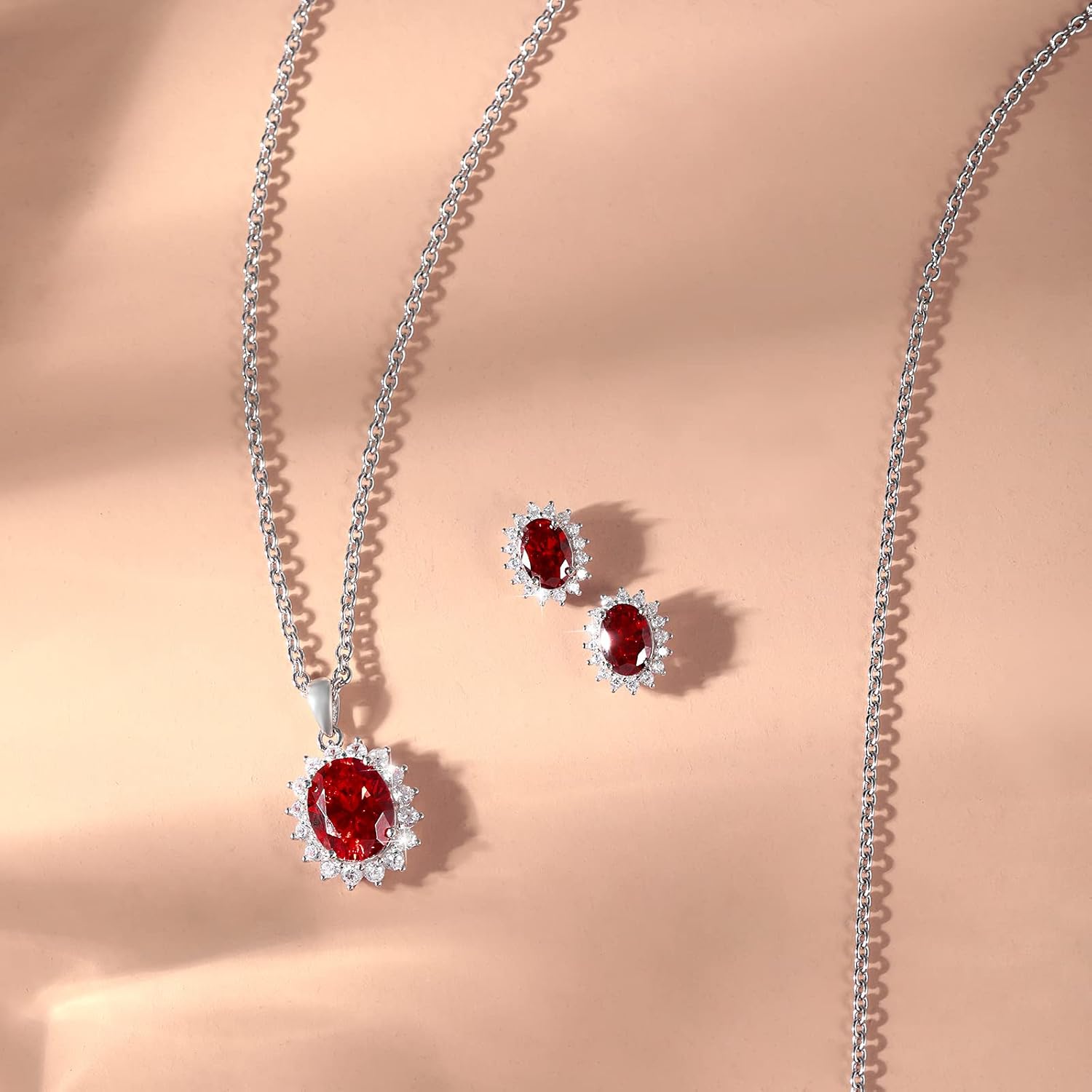 EAMTI 925 Sterling Silver Love Heart Necklaces for Women Mom Necklace Ruby Heart Pendant Necklace Birthday Gifts for Women Wife - Image 4