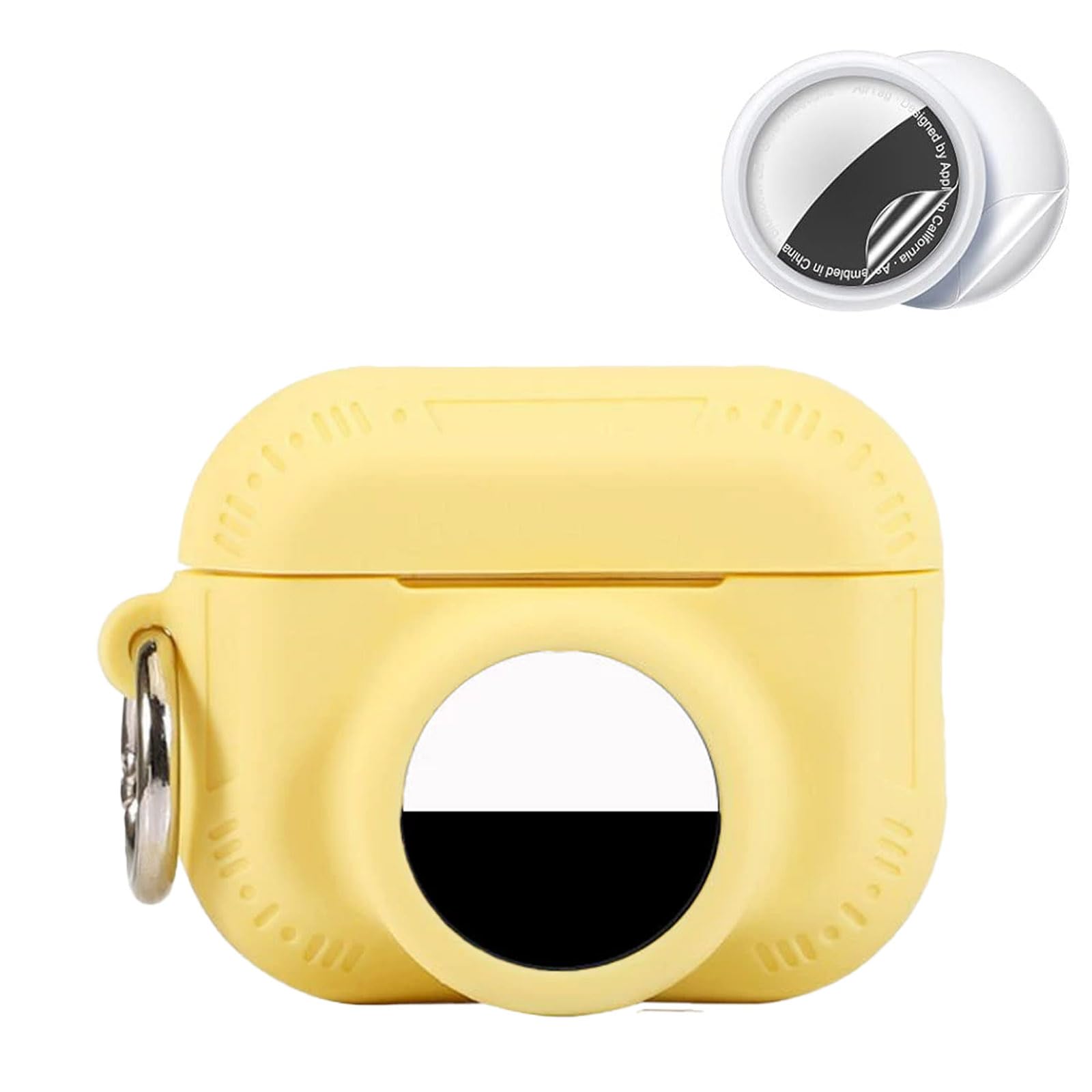 Compatible with AirPods Pro 2 and AirTag 2 in 1 Case, Anti-Scratch Anti-Lost Silicone GPS Tracker Cover Holder with 2 PCS TPU Screen Protector &