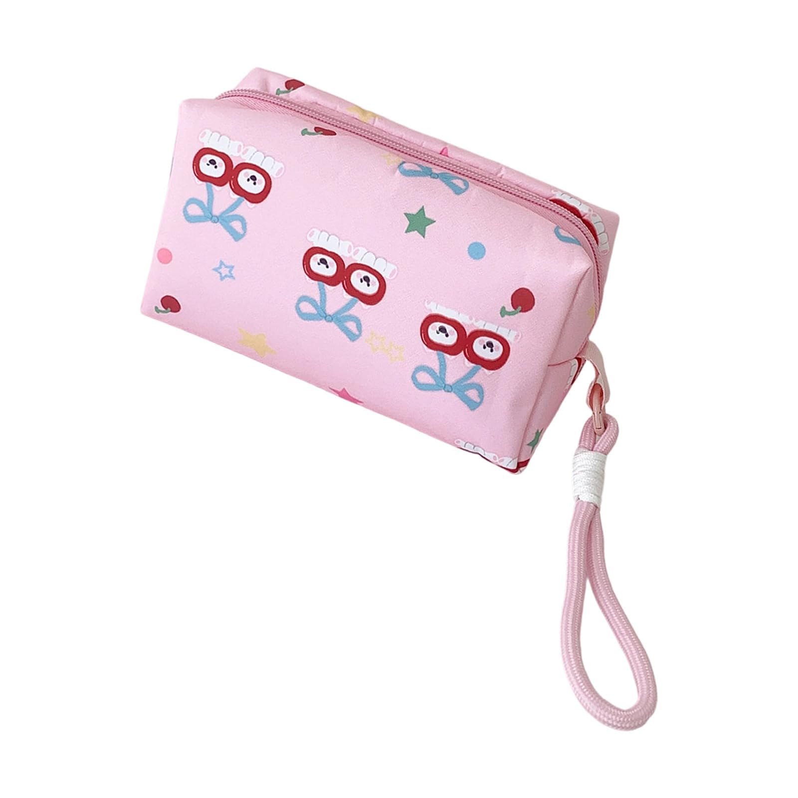 APGLSXY Portable Girls Cosmetic Pencil Case Cartoon Print Designs Sturdy Polyester Storage Organizers Compact Hand Carry Bag for School Travel Use Creative Student Makeup with Playful Designs Sturdy