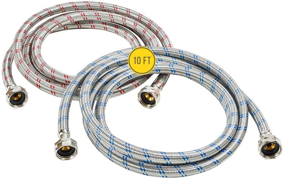 Washing Machine Hoses (10FT) - OCT Connect for Easy & Secure Tightening - Uni...