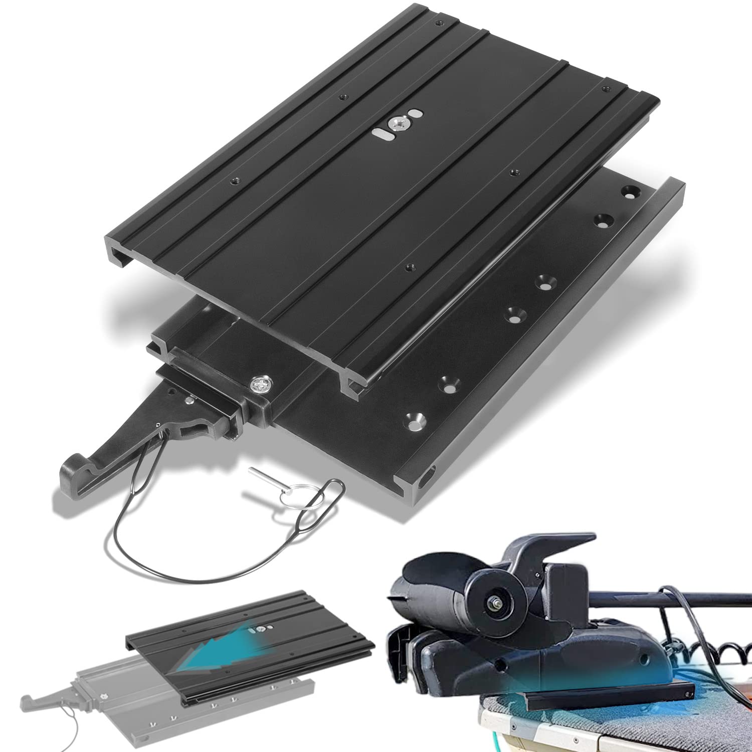 sixcow 1854060 MKA-32 Ulterra, Terrova, PowerDrive Trolling Motor Quick Release Bracket with Cover, Black Aluminum