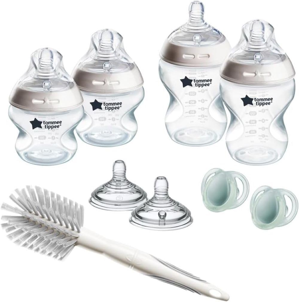 9-Piece Bottle Starter Set | Anti-Colic Bottles, Brush, Soothers, Slow & Medium Teats | Baby Feeding Essentials