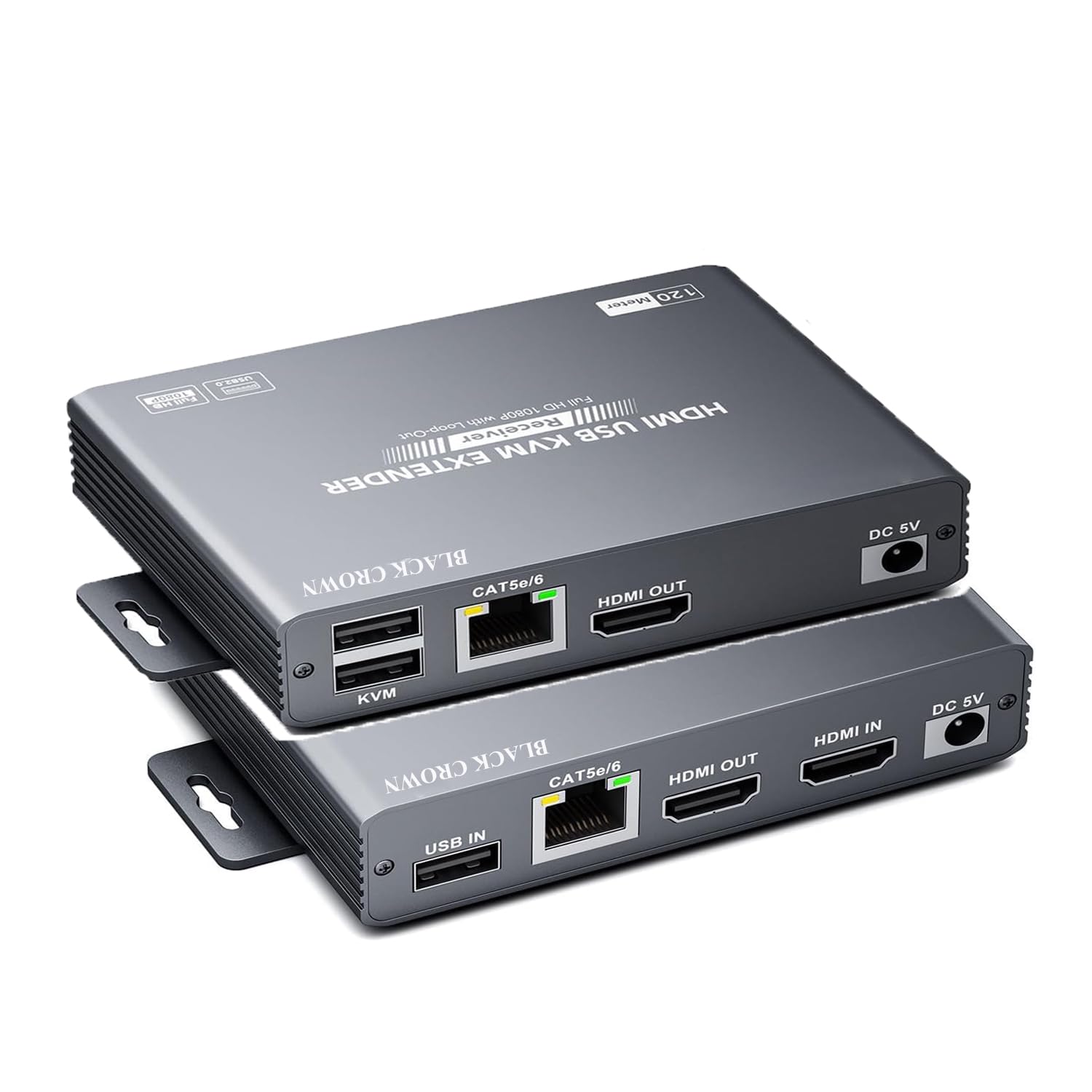 BLACK CROWN 4K HDMI KVM Extender over Cat5e Cat6 Ethernet up to 394ft (120m) | 4K@30Hz USB KVM Transmitter and Receiver Kit with Local Loop Out & Zero Latency, Space Gray.-image-31