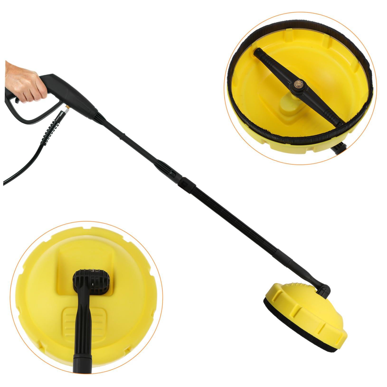 ifundom Hidrolimpiadora Portátil para Coche con Boquilla Rotativa y Mango Limpiador De Superficies Planas para Garaje Patio y Vehículo Herramienta Ligera Alta Presión