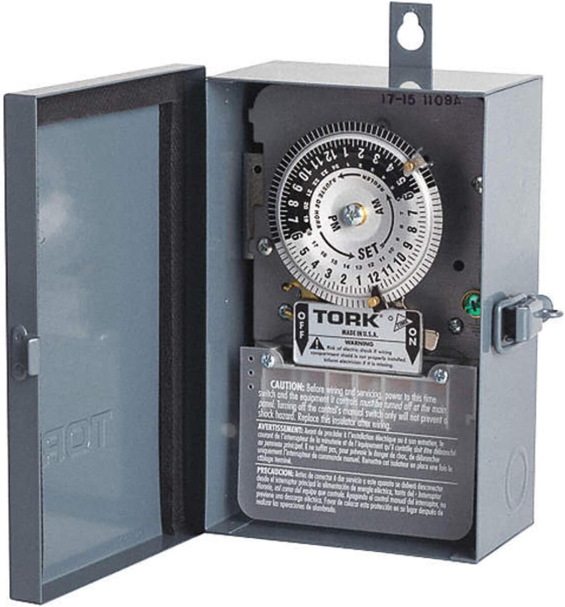 NSi Industries TORK 1109A-O Indoor/Outdoor 40-Amp Multi-Volt Mechanical Lighting and Appliance Timer - 24-Hour Programming- 120/208-277-Volt , Grey