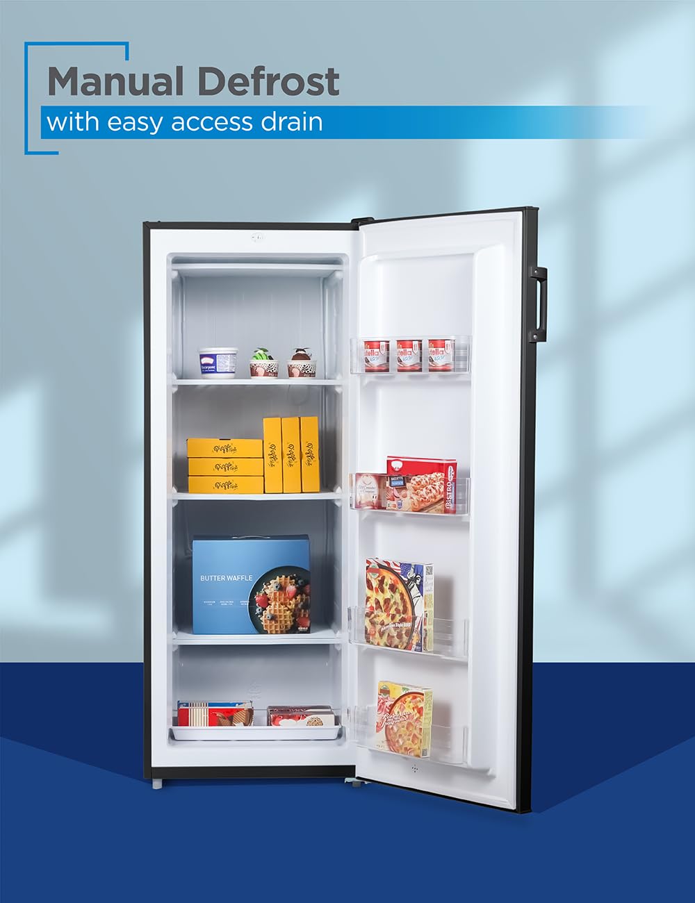 Black+Decker 10 Cu. Ft. Upright Freezer, Stand Up Freezer With Mechanical Temperature Control, Freezer Upright With 3 Shelves And 4 Door Bins, Manual Defrost, R600a Refrigerant, Buf1000lb, Black on Fridge.com - View 5