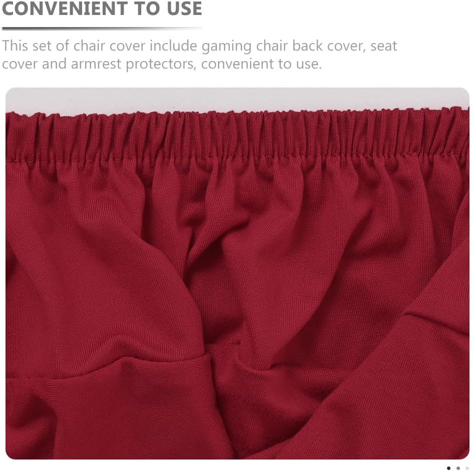 1 Set Washable Sliovers with Desk Rotating Armrest Cover Red Stretchable Office Gaming Elastic Seat Computer Covers of Furniture Chair Armchair Stretch Protector Removable Sliover