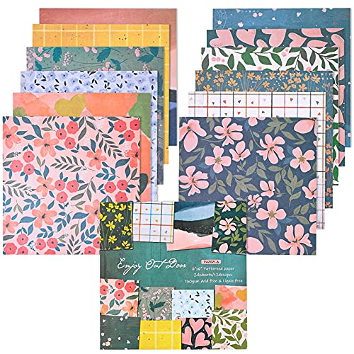 Yarumi Single-Sided Scrapbook Paper, 6"×6" Scrapbooking Papers Cardstock Patterned Paper Pack, 160Gsm Multi-Colored Scrapbook Arts Crafts Project Paper Pad, Lignin-Free & Acid-Free - 24 Sheets #TOP1