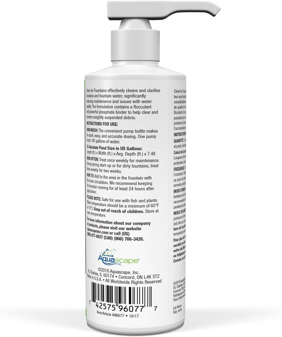 Aquascape Clean Water Treatment for Fountains, Waterfalls, Container Water Gardens and Other Features with Standing Water, Promotes Clean and Clear Water Conditions | 4 (8-Ounces)