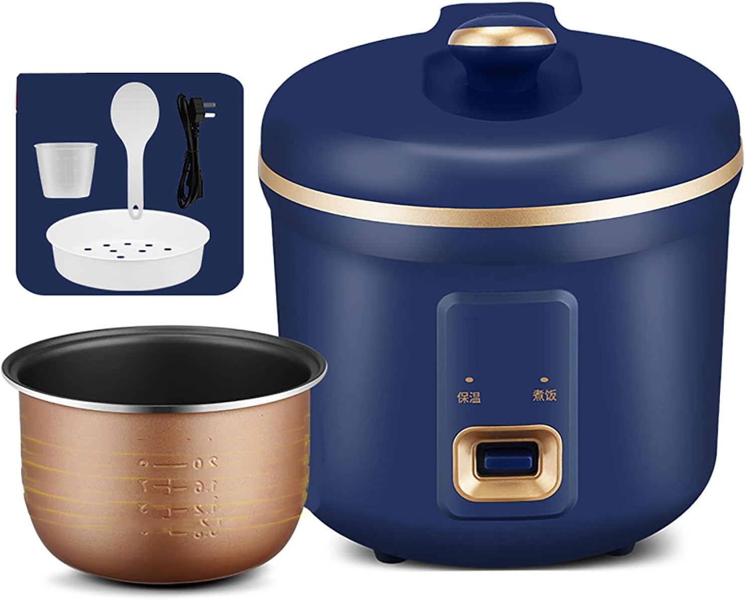 Rice Cooker with Steamer (2L) Non-stick Inner Pot, Intelligent Insulation, Make Rice & Steam Healthy Food & Vegetables, for 1-8 People 220-240V US/EU