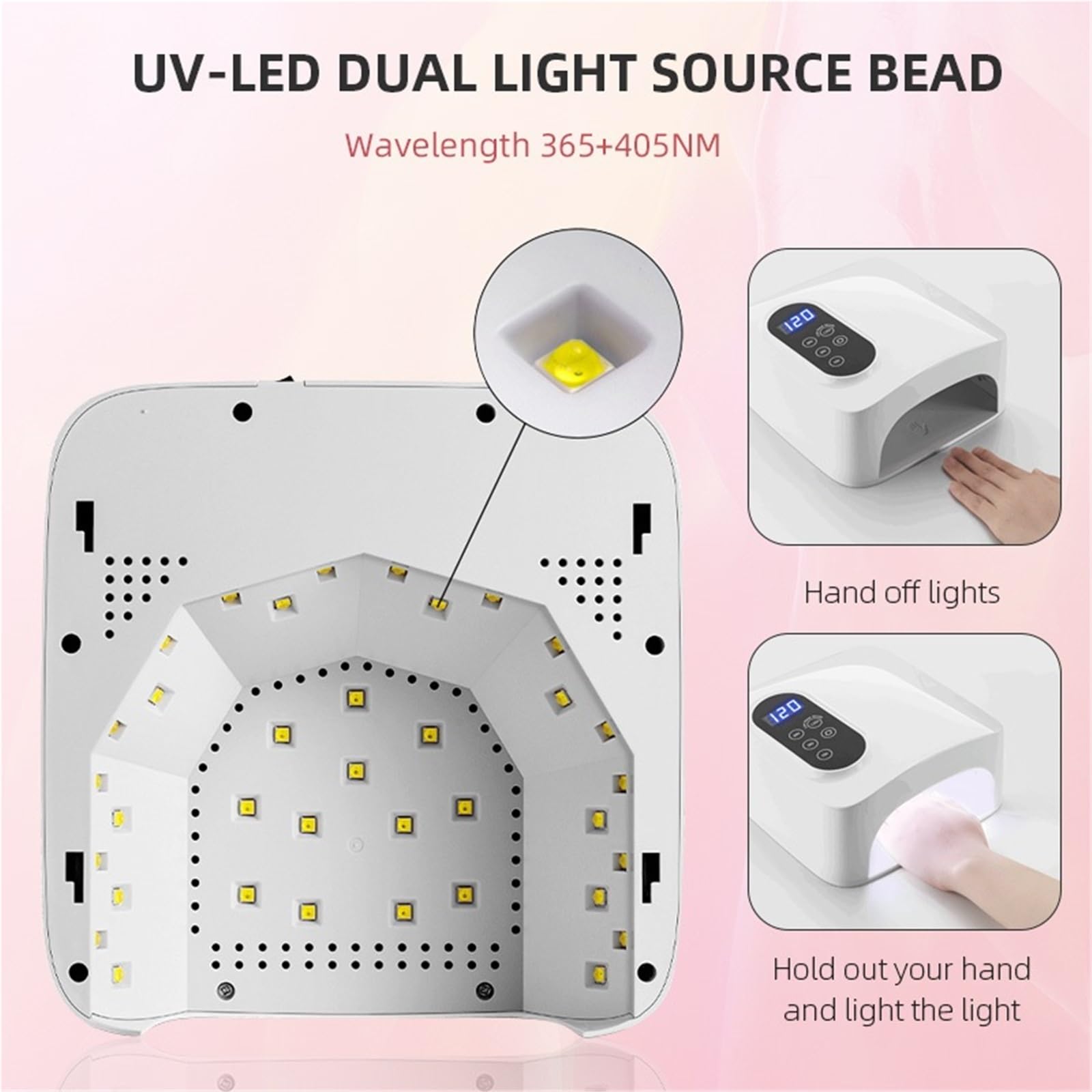 Akumulatorowa lampa do paznokci z lustrzanym dnem LED akrylowych, manicure UV Praktyczny(Budaidian)