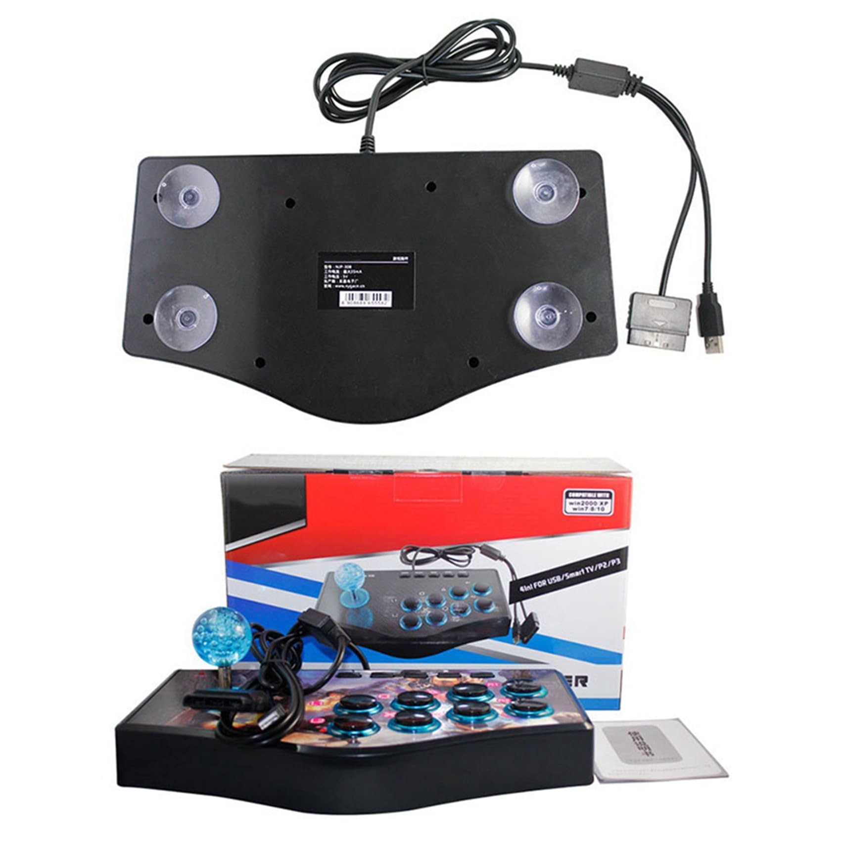 Tuminfar 2X Rétro Joystick USB de Manette de de Contrôleur de Bascule D' pour Ps2 / / Pc/Android Tv Vibrateur Intégré Huit Direction Joystick ()