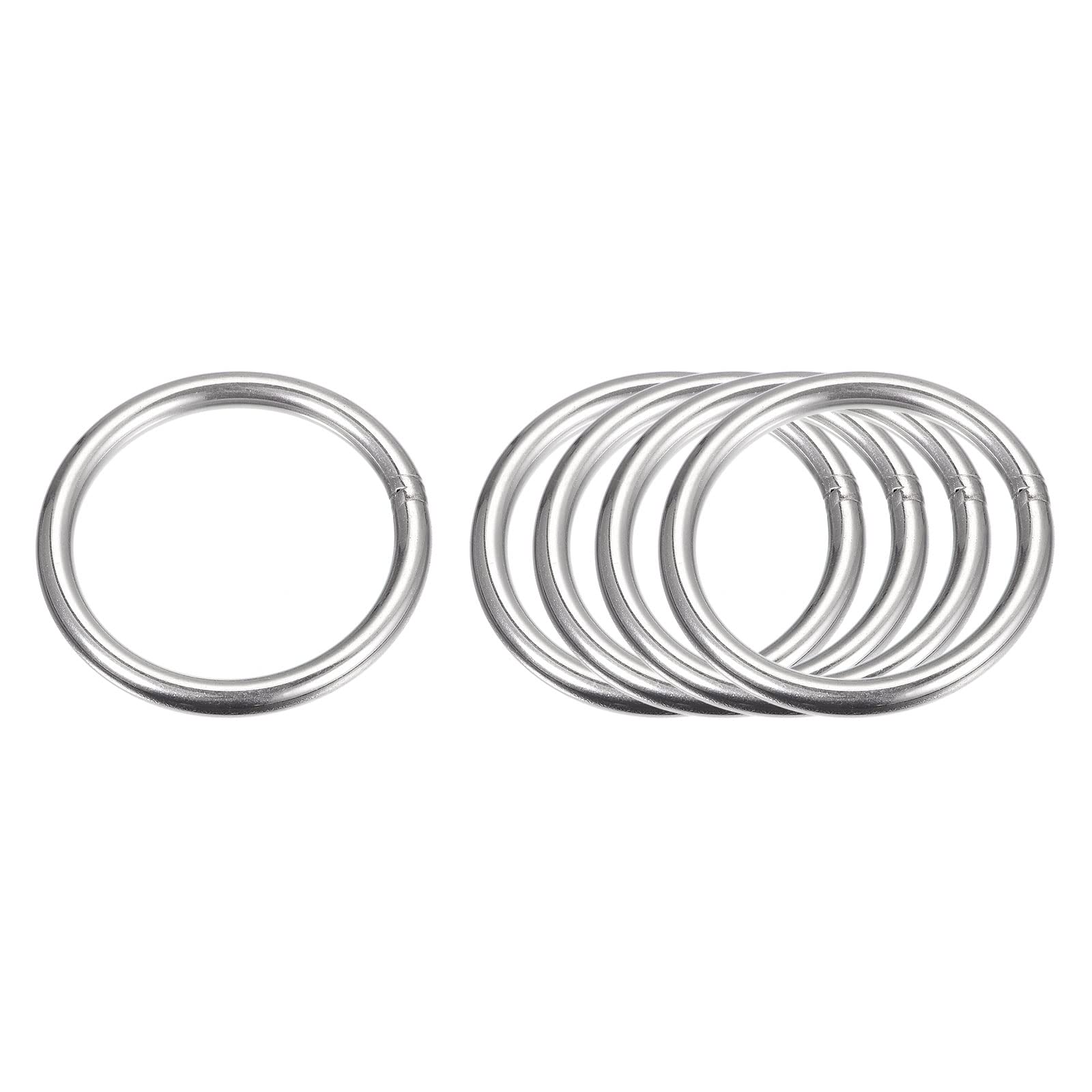 Sourcing Map 5 Stück Edelstahl O-Ringe 50 Mm Außen-Ø X 5 Mm Dicke – Geschweißt, Poliert, Für Hängepflanzen & Handwerk