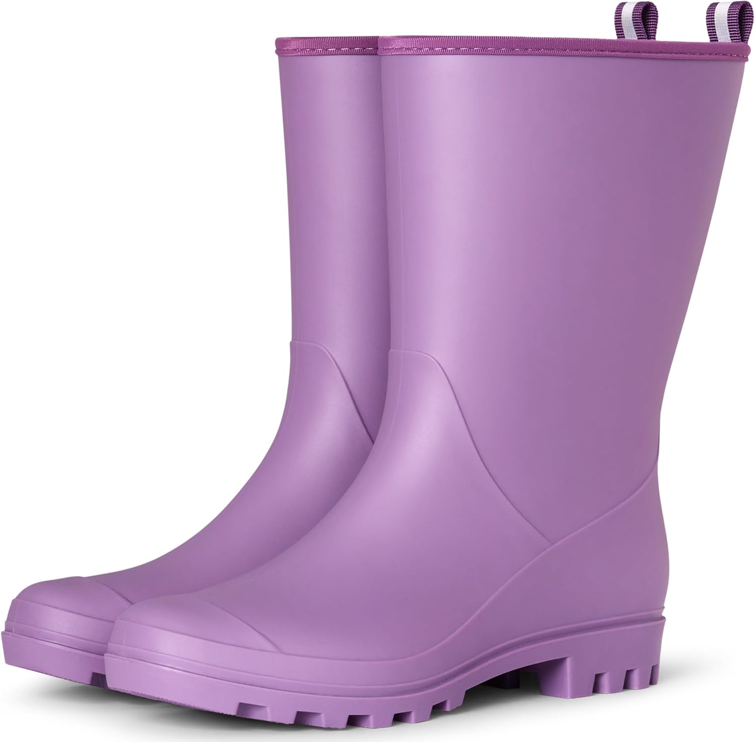 planone Wide Calf Rain Boots for Women Fashion Waterproof Mid Calf Rubber Boots Non-Slip Matte Outdoor Garden Shoes Work Booties Mud Boots Farm Boots with Arch Support and Removable Comfort Insole
