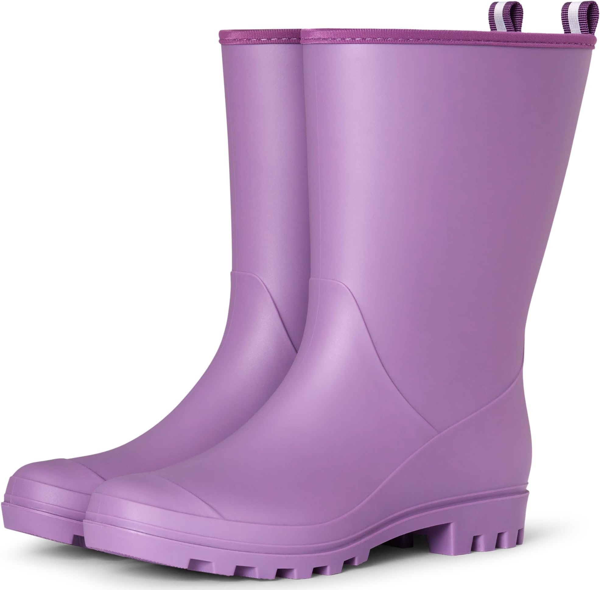 Wide Calf Rain Boots for Women Fashion Waterproof Mid Calf Rubber Boots Non-Slip Matte Outdoor Garden Shoes Work Booties Mud Boots Farm Boots with Arch Support and Removable Comfort Insole