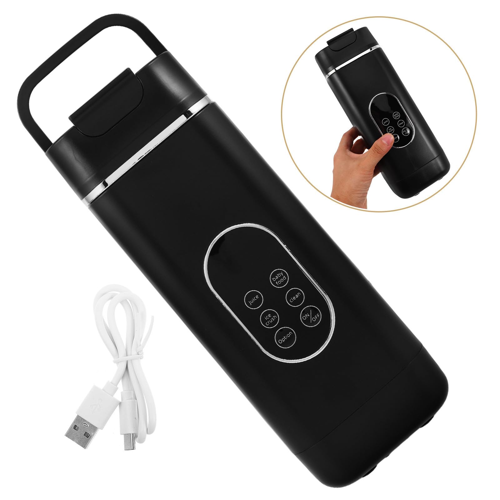 Frullatore Portatile Mini da 420ml con 12 Lame, Plastico Resistente, Funzione di Triturazione Ghiaccio e Autopulizia, per Smoothie e Proteine in Viaggio